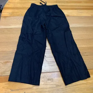 NINE WEST Womens Size XS Crop Pants Black Linen Blend Wide Leg Drawstring‎ Waist thumbnail 5