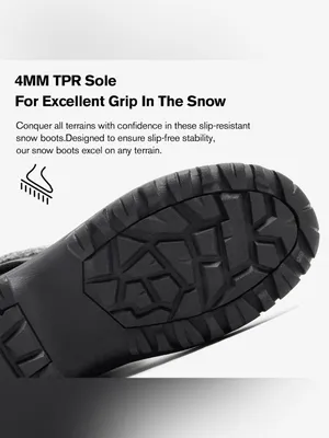 Women's Black Quilted Winter Lace-Up Boots with Knit Collar Size 6 thumbnail 5