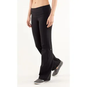 Lululemon‎ Astro Black Criss Cross Waistband Flared Leg Yoga Pant 6 thumbnail 3