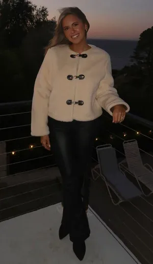 Zara Jacket coat teddy fur ivory cream cropped toggle thumbnail 15