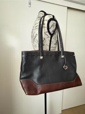 Brighton Black and Brown Leather Tote with Heart Charm thumbnail 4