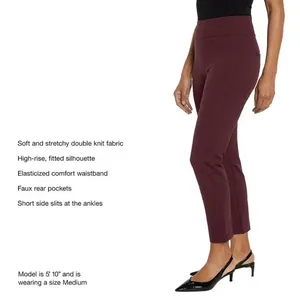 Express Ponte Pants Stretch Slim High Rise Burgundy Women XXL Career Pull On thumbnail 5