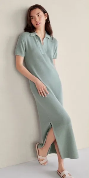 NWT Haven Well Within Organic Cotton Knit Johnny Collar Dress Sage Women’s Large thumbnail 1