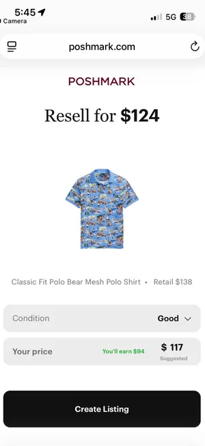 Polo Ralph Lauren Polo Bear Paris All-Over Print Mesh Polo Shirt - Men's Size M thumbnail 8