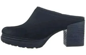 OTBT split black leather‎ clog mules block heel side 10 thumbnail 1