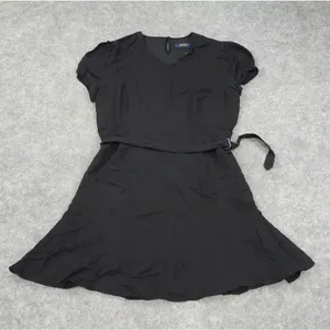 Polo Ralph Lauren Dress Womens Size 8 Black Lined Short Puff Sleeve Wool Blend thumbnail 3