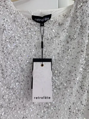 Retrofete Carnegie Sequin white silver beaded dress size small NWT thumbnail 5