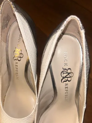 Rock & Republic faux snake skin and silver heels size 6 woman’s dress shoes thumbnail 9