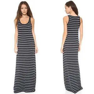 VINCE Dress Women's XXS Navy Blue White Striped Cotton‎ Sleeveless Tank Maxi thumbnail 9