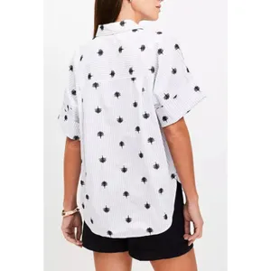 Loft patterned oversized boxy collared shirt thumbnail 2