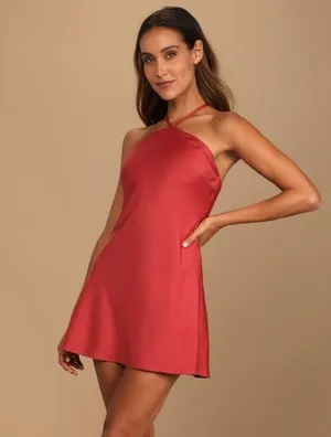 Pink Satin Mini Dress thumbnail 1