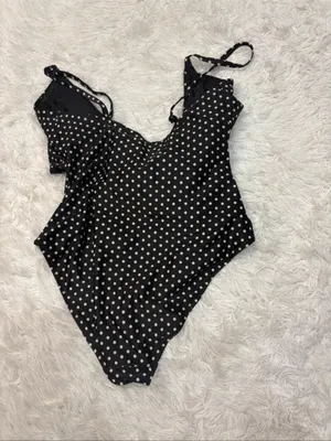 Aerie Black Polka Dot One-Piece Swimsuit thumbnail 5