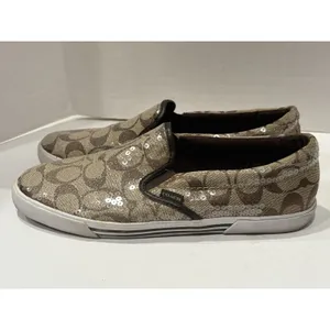 Coach signature logo slip-on sneakers featuring a brown 9B thumbnail 5