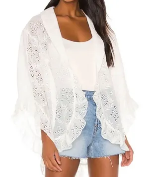 Majorelle Faria Kimono in White embroidery Large thumbnail 1