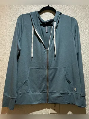 Vuori NWOT Halo Performance Hoodie Heather Blue Green Full-Zip sweatshirt XS thumbnail 6