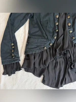 Free People Romantic Ruffles Jacket in Black Combo Size Small thumbnail 5