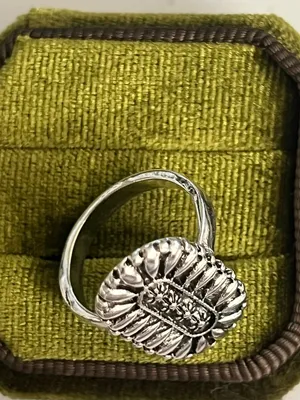 Boho/Chic Silver Oval Flower Design Stainless Steel Silver Statement Ring Size 6 thumbnail 3