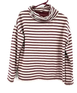 J. Crew size small purple gray striped turtleneck long sleeve top‎ shirt thumbnail 1