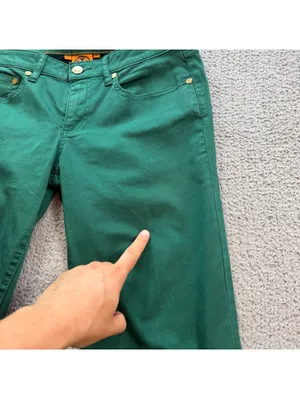 Tory Burch Ivy Super Skinny Jeans Women’s 29 Emerald Green Stretch Gold Logo thumbnail 9