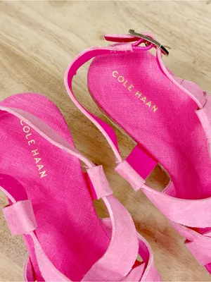 Cole Haan Crystal Espadrille Strappy Faux Suede Wedge Sandal Pink Size 7 thumbnail 10