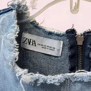 Zara TRF Patchwork Denim Short Dress Blue XS thumbnail 3