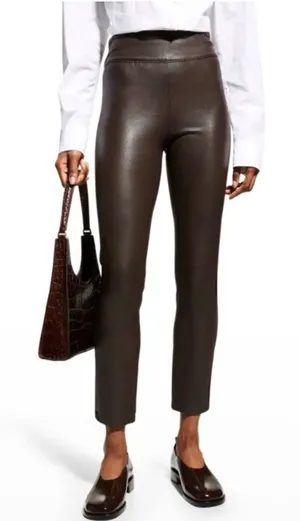 Brochure Walker Brown Faux Leather Juniper Straight Leg Crop Pants Sz.S thumbnail 1