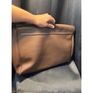 Cider‎ Coffee Brown Faux Leather Messenger Bag Gold Twist Lock Satchel NWT thumbnail 3