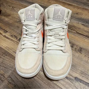 Jordan 1 Mid SE Sail Orange Quartz Corduroy Sneakers Womens Size 9.5 thumbnail 3