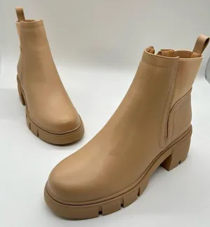 Vodvob Boots Womens 7.5 Tan Chelsea Fashion Lug Sole Ankle‎ Chunky Heel Boots thumbnail 1