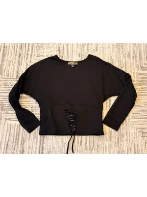 New Marc Bouwer Unlimited women's small black corset long sleeve top thumbnail 3