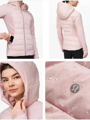 lululemon down for it all porcelain Pink Hooded Quilted Puffer Jacket goose 8 thumbnail 8
