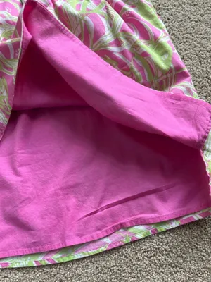 Lilly Pulitzer PINK GREEN FISH PRINT CAPRICE SMOCKED TIE TOP thumbnail 4