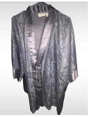 ✨Vintage Victoria’s Secret Gold Label Lace Kimono Robe Black OS Whimsigoth✨ thumbnail 2