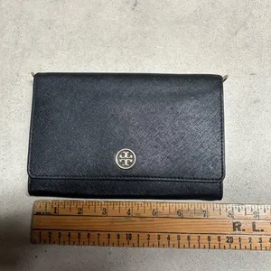 Tory Burch Purse Bag Crossbody Black Robinson Leather Wallet Vintage NO CHAIN** thumbnail 10