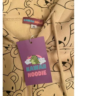 Brown bear kawaii oversized XL ZIP up hoodie cozy thumbnail 2