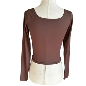 Almere Brown Seamless Crop Top Women's Size Small | 75-12 thumbnail 2