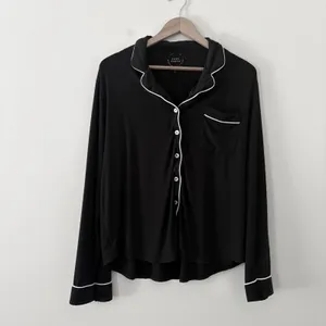 Cozy Earth Pajama Set L Black Bamboo Stretch-Knit Long Sleeve Button Down thumbnail 4