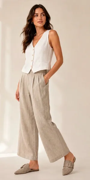 YNOT? Beige Woven Pointed Toe Mule Flats Size 8 | Buckle Accent Slip-On thumbnail 1
