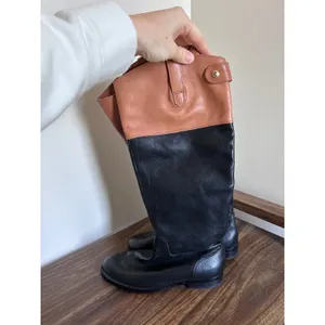 Lauren‎ Ralph Lauren Black Brown Leather Riding Boots Two Tone Tall 5.5 B thumbnail 5