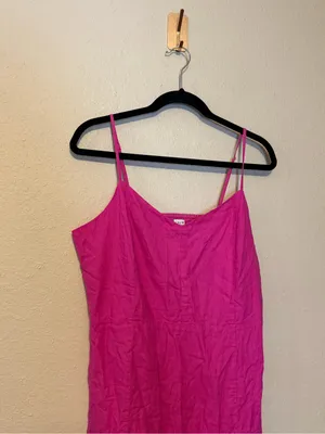 J crew pink linen-blend slip‎ midi dress size 14 thumbnail 5