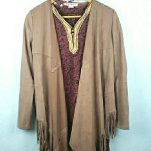 Say What vintage 90’s faux suede open fringe jacket thumbnail 6