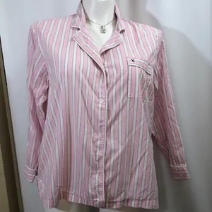 Victoria’s Secret pink striped pajama top thumbnail 1