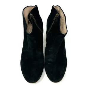 Club‎ Monaco Size 8 Boot Black Suede 3" Heel Side Zip Ankle Bootie Winter Round thumbnail 2