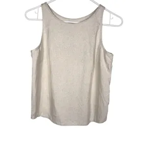 NWT Womens Linen Crop Tank Top Beige Sleeveless Button‎ Back Beach Summer Med thumbnail 5
