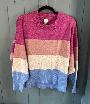 a new day Multi-Striped Crewneck Sweater in Pink, Beige & Blue | Medium thumbnail 1