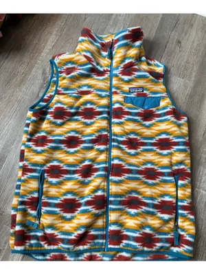 Patagonia Synchilla Aztec Fleece Full Zip Vest Jacket Yellow Blue Red Size XL thumbnail 1