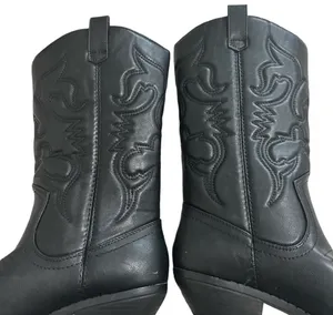 Princess Polly Black Western Cowboy Boots Embroided thumbnail 2