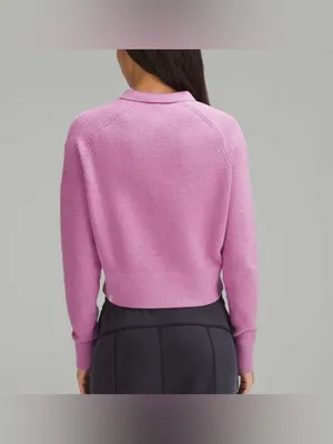 Lululemon Collared Knit Merino Wool Blend Sweater Dahlia Mauve thumbnail 2