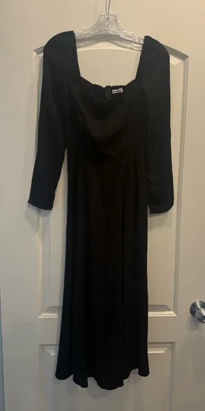 Reformation Mara women black long dress with sleeves size 6 thumbnail 1