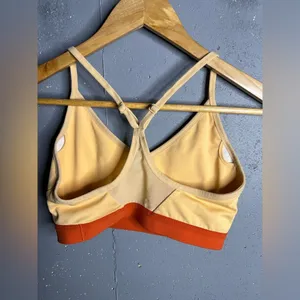 Nike Women's Dri-Fit Indy Court tan/orange Sports Bra Strappy Racerback Mesh. Md thumbnail 2